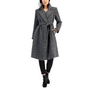 NWT Sam Edelman Tweed Wrap Coat, Belted, size 10 (Medium), 42”long, 2 pockets